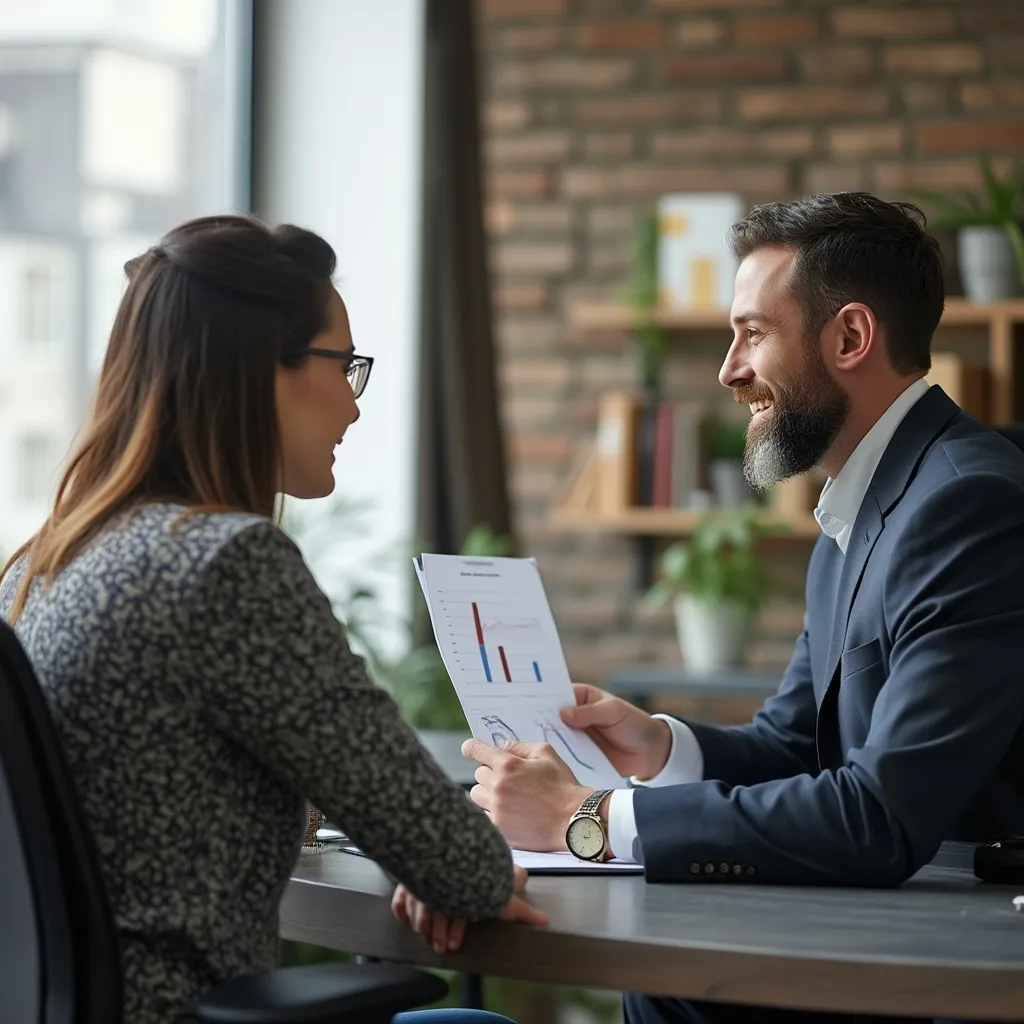 Consultant travaillant avec un client